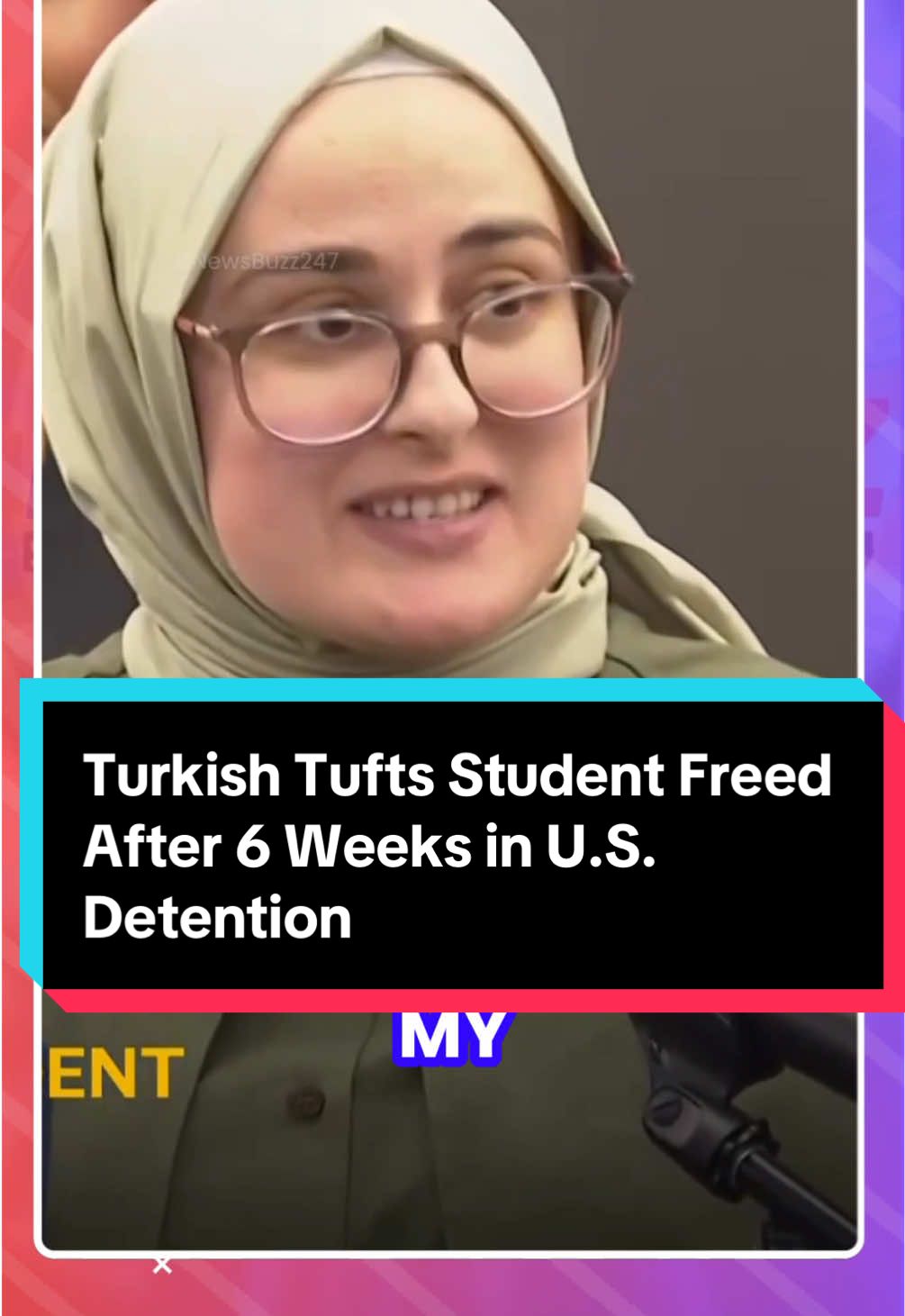 A Tufts University student from Turkey returned to Boston on Saturday, one day after being released from a Louisiana immigration detention center where she was held for over six weeks. Upon arrival at Logan Airport, Rumeysa Ozturk told reporters she was excited to get back to her studies during what has been a “very difficult” period. #NewsBuzz247 #RumeysaOzturk #TuftsUniversity #ImmigrationNews #StudentRights #USImmigration #BostonNews #DetentionCenter #StudyAbroad #BreakingNews #Turkey #FYP #FYF #UKNews #freedomchallenge #voices #staysafe #uknews #tiktoknews 