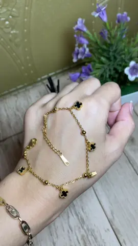 Gelang clover black kecil jedar titanium #gelang #gelangtitanium #perhiasan 