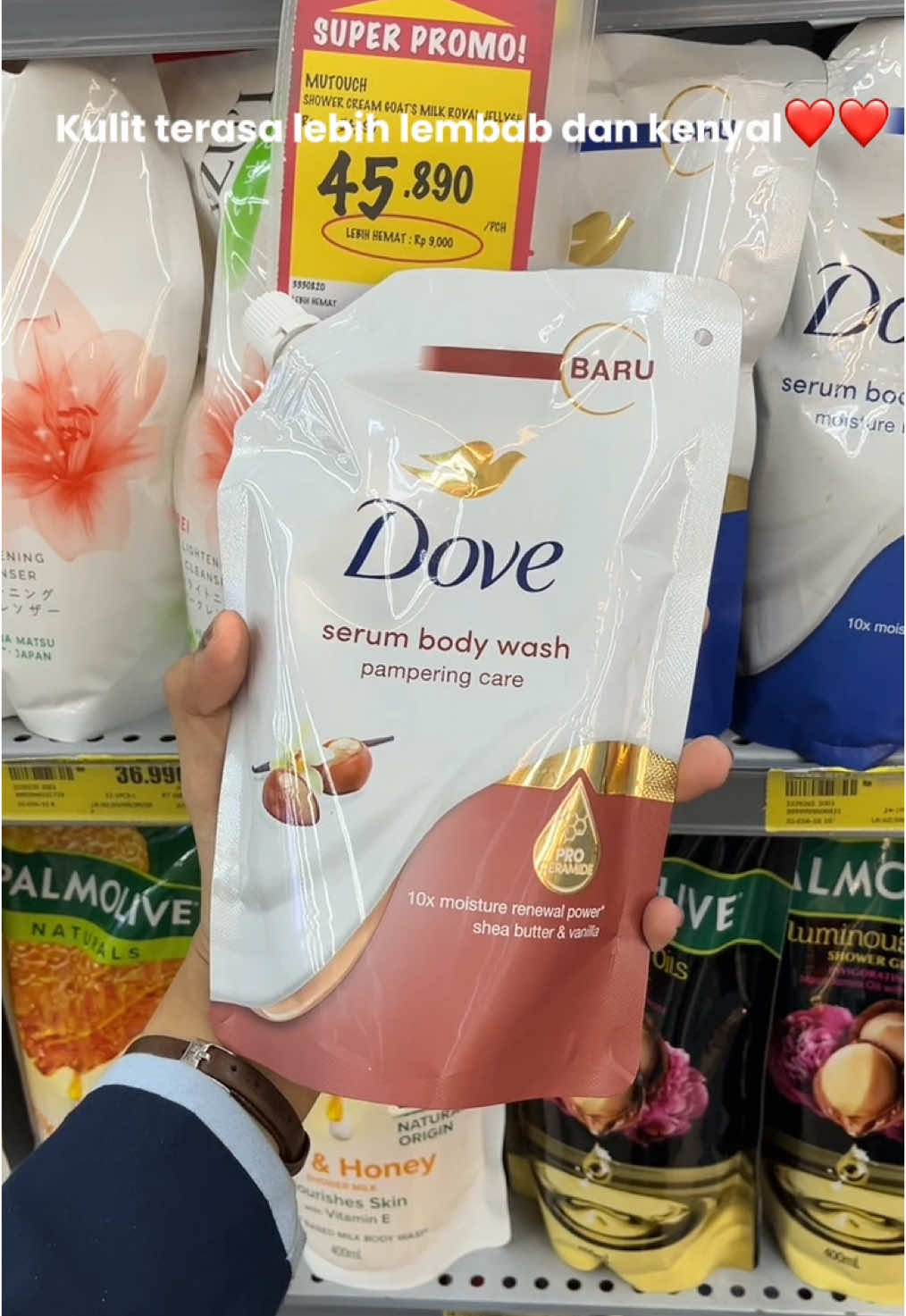 dove serum body wash pampering care🫶🏻✨ dengan keunggulan 10x Moisture Renewal Power, shea butter dan vanilla. Yukk buruan cobaa! 🥰❤️‍🔥 @dove.indonesia #dovebodywash #dovesbachallenge #yourbodydeservemore 