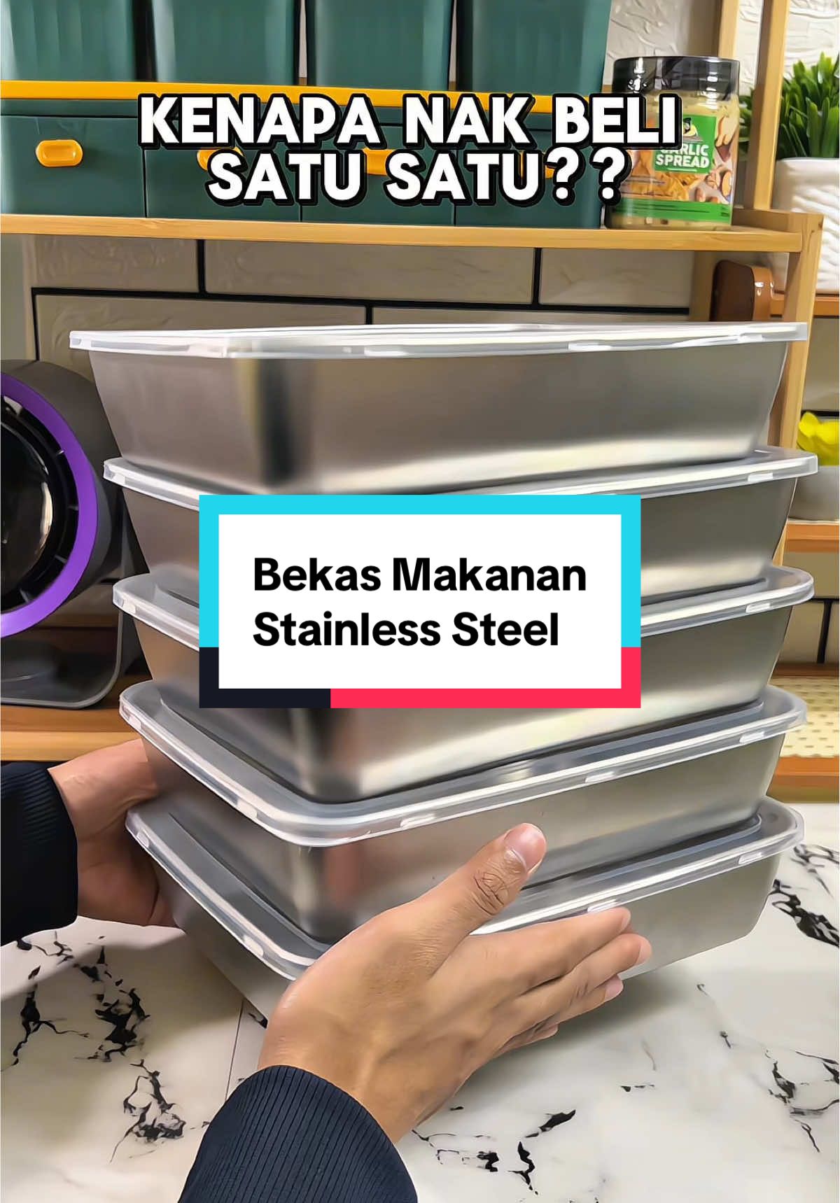 Serius berbaloi sangat dapat 5 set bekas makanan stainless steel dengan 1 harga sahaja tau. #bekasmakanan #bekasmakananmurah #bekasmakananbertutup #buffettray 