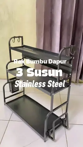 Rak bumbu dapur 3 susun dengan bahan stainless steel #rakbumbu #rakbumbudapur #rak #perabotandapur #perabotanrumahtangga #rakdapur 