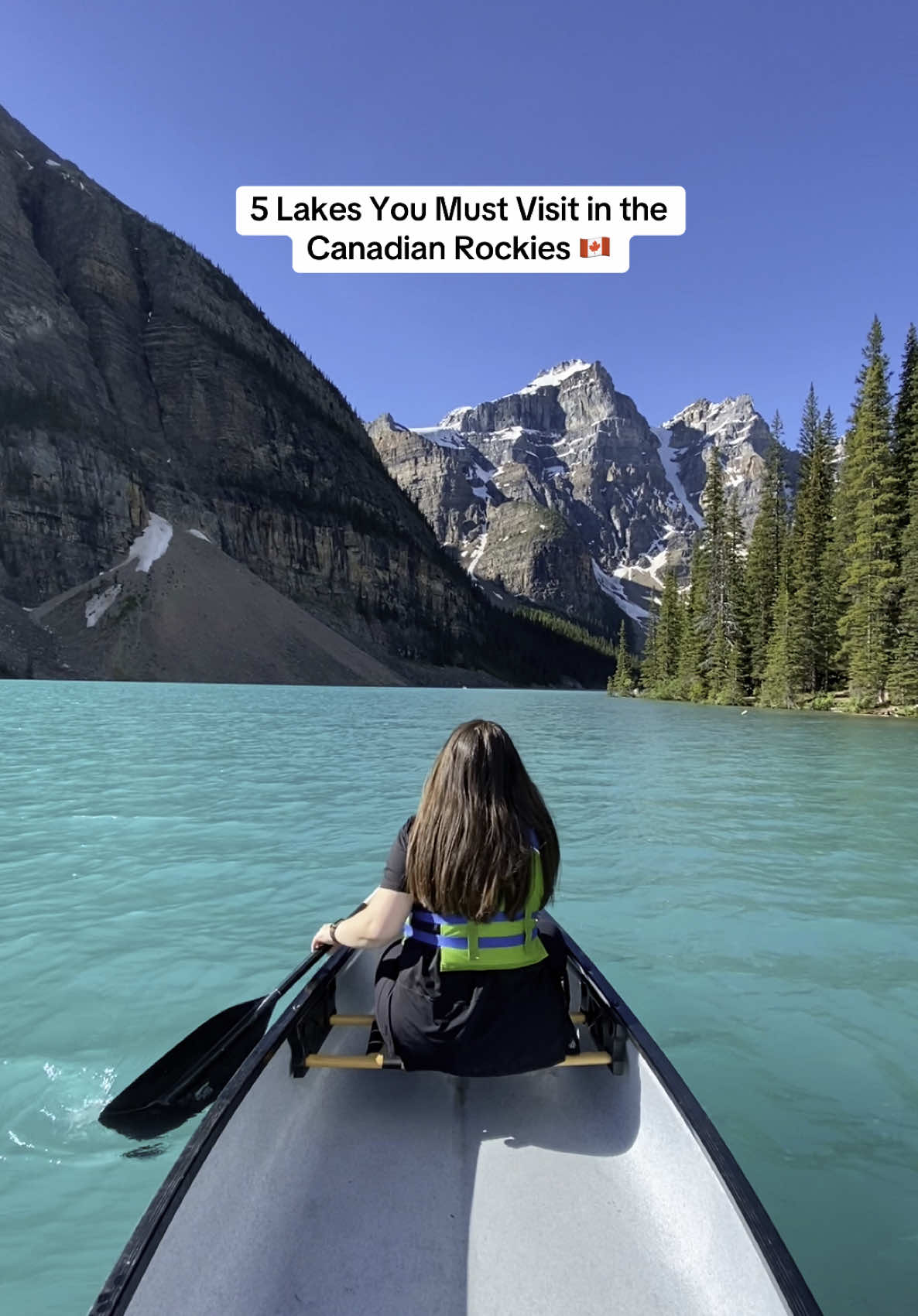 You MUST visit these lakes if you’re going to Banff this summer 🇨🇦 1. Peyto Lake, Banff National Park  Located just off the Icefields parkway the famous viewpoint is just a short hike from the parking and offers plenty of other trails.  2. Moraine Lake, Banff National Park Arguably the most beautiful, but hardest to get to! The road is only open for summer season from June 1st and always closed to private vehicles so make sure you book a shuttle. The rock pile trail and shoreline are all easy walks or you can rent a canoe! Moraine Lake Lodge is open in the summer it’s expensive but a once in a lifetime experience!  3. Lake Louise, Banff National Park The most famous- top tip go early morning before sunrise for less crowds and if you have time and are able then hike to the Little Behive via Lake Agnes tea house. Shuttle is recommended as parking fills up very quick!  4. Emerald Lake, Yoho National Park This lake is often missed by those focusing on Louise and Moraine but it is just as beautiful if not more. There is a lodge you can stay at and again early morning is much more peaceful.  5. Grassi Lakes, Canmore Nordic Centre Provincial Park  If you’re staying in Banff this one is a short drive away just outside Canmore (definitely stop and explore here!). Its family friendly and a relatively easy hike to quite possibly the clearest water I have ever seen!  #banff #canadianrockies #banffnationalpark #yohonationalpark #lake #lakelouise #morainelake #peytolake #emeraldlake #mountains #banffcanada #alberta #britishcolumbia #travel #traveltiktok 