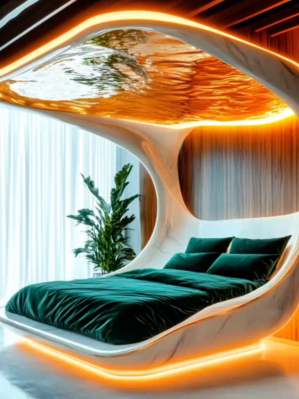 I need one of these lava-themed beds with a lamp in my life immediately! 🌋✨ 🤯 #bedroomdecor #furnituredesign #interiordesign #uniquefurniture 