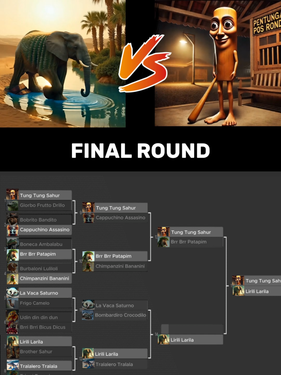 Final: Lirili Larila🐘 VS Tung Tung Sahur 🪵#brainrot #fishyai #aianimation #fyppp #tungtungsahur #lirililarila 