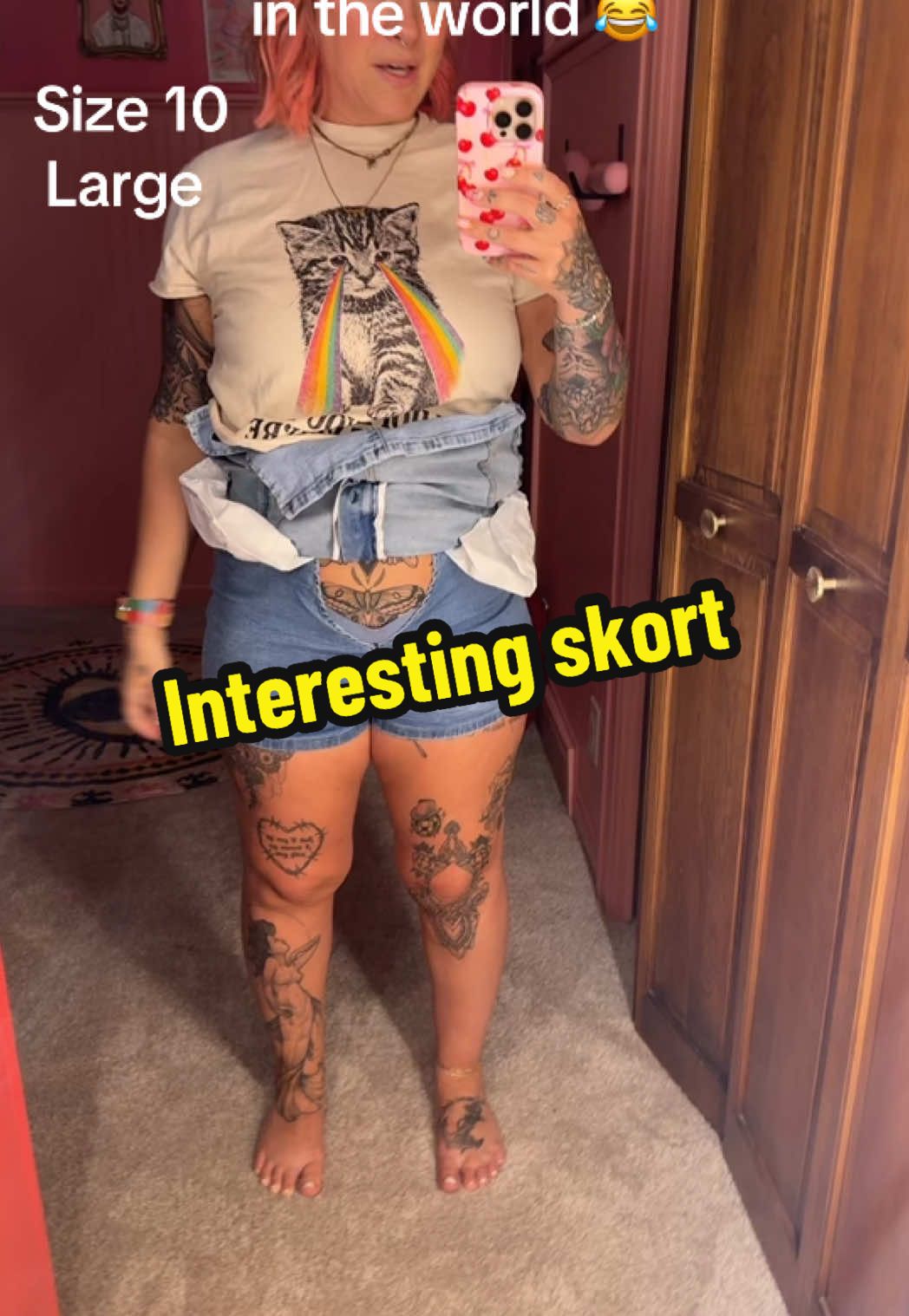 K I love her #denim #jeans #skirt #skort 
