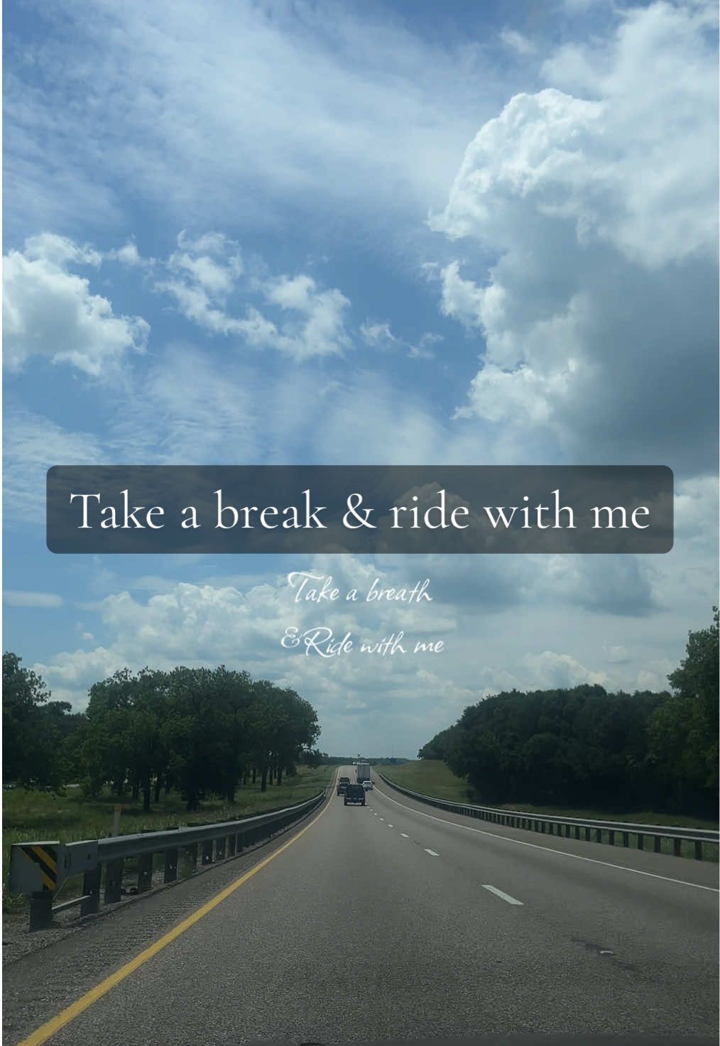 When you’re feeling down, look up to the sky & know that peace is obtainable. 📍Terrell, Tx . Heading to Dallas #peaceful #bluesky #clouds #vibes 