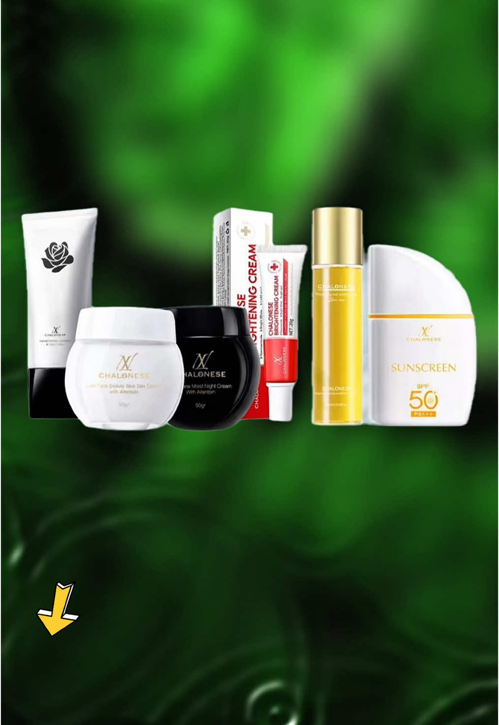 NEW!! CHALONESE PAKET 
 LENGKAP 6-IN-1 MELEMBABKAN, MEMUTIHKAN MENCERAHKAN NODA DAN ANTI KERUT (1SET MOISTURIZER+1 BRIGHTENNING+1SUNSCREEN+1FACIALWAS H +1TONER) Pencerah Hitam Wajah Aging Kerutan Perawatan. #chalonese #pelembab #pemutih #pencerahwajah #antikerut #moisturizer #brightening #sunscreen #facialwash #toner #aging 