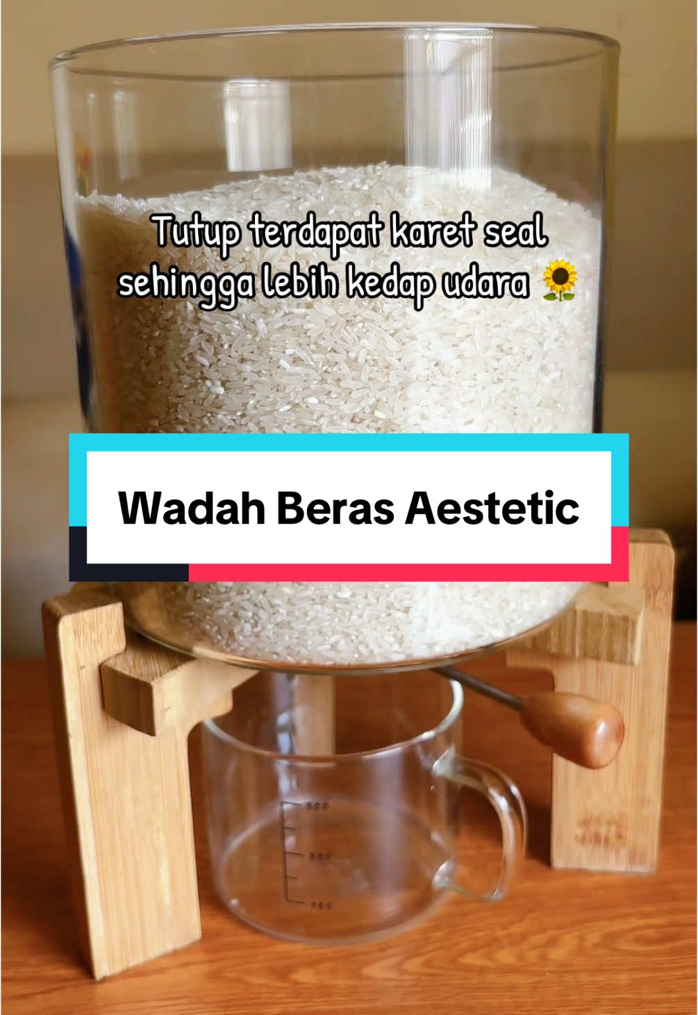Tempat beras mempermanis dapur #tempatberaskaca #tempatberasaestetik #wadahberas #wadahberasaesthetic 