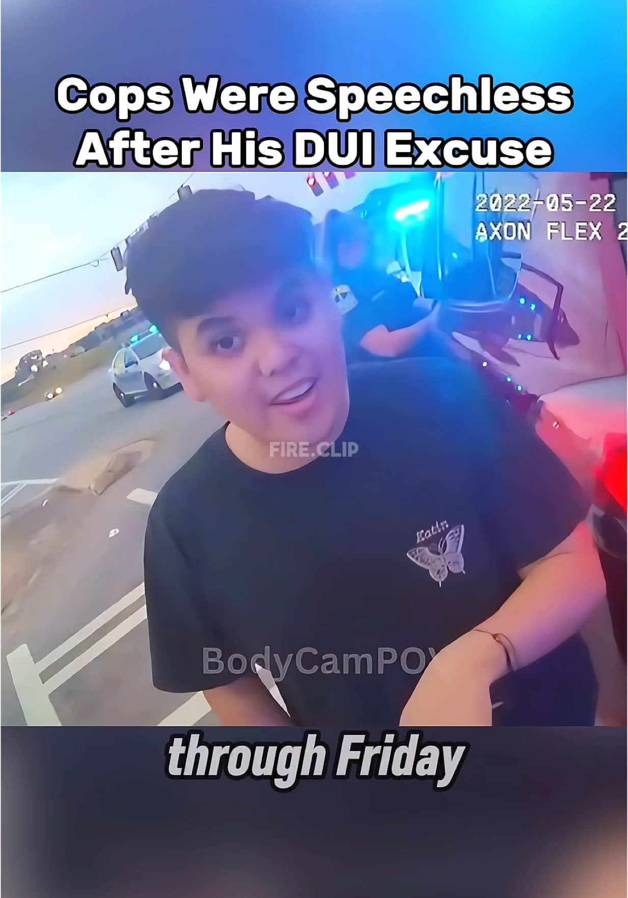 After an officer noticed a car stopped at a light with multiple cars honking at it, the officer noticed the man was slumped over at the wheel. They used a metal rob to poke at the man to wake him up. Once he woke up he hit the police car, then gave the funniest excuse for a dui. Was this guy alright? #bodycamera #fypツ #duiarrest #policevideos 