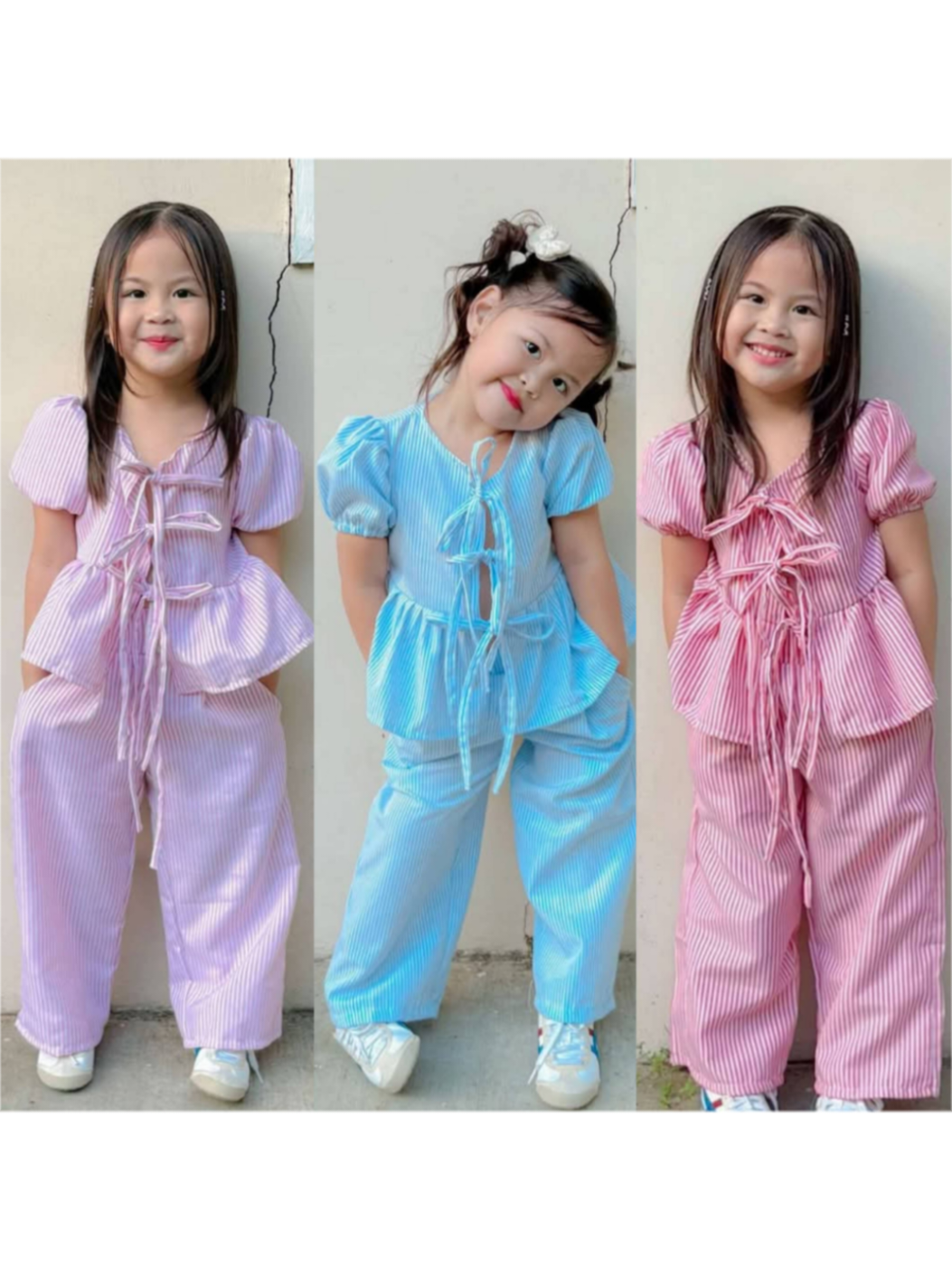 NEW NEW NEW CASSY BOWKNOT PUFFSLEEVE NEW TRENDY OUTFIT TO YOUR BABY GIRL FOR AGE 4-10 YRS OLD 🥰🥰🥰 FABRIC : PREMIUM CHABREY STRIPES QUALITY PO ORDER NOW CHECK YELLOW BASKET  #onthisday #OOTD #ternoforkids #trendy 