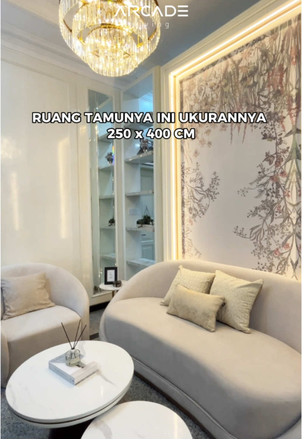 Inspirasi ruang tamu luas 10 m2 buat yang suka style modern classic🥰 #fypシ゚ #desaininterior #modernclassic 