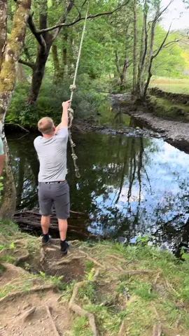 Never in my life have i laffed so hard 😂 absolutely howling the rope swing done him good job it was only about 2 an half foot 😂 #ropeswing #river #fail 