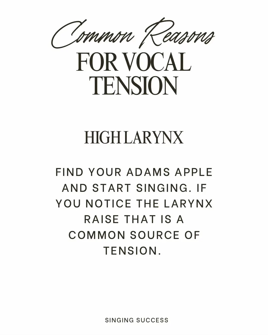 There are times having a high larynx is ok but in general you want it to be neutral when singing. Identifying why your voice is tight is key to finding vocal freedom!  #larynx #tension #vocaltension #singing #voiceteacher 