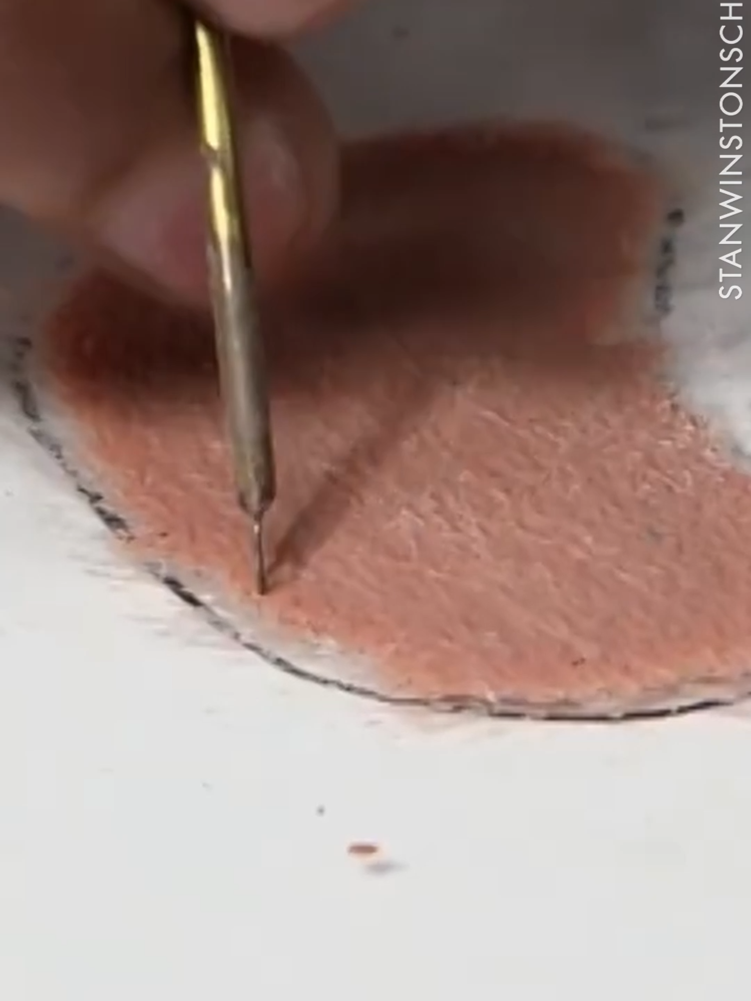 How to achieve seamless transition between #prosthetic and skin with Kenneth Calhoun The beauty of Pros-aide transfers and the method of encapsulated transfers is that you can take the texture all the way down to the board.  You can also add pore texture to the edge of your clay. What it does is that when you apply the prosthetic, there is no transition from a smooth edge to texture; you've broken that up, so it seamlessly transitions into that.