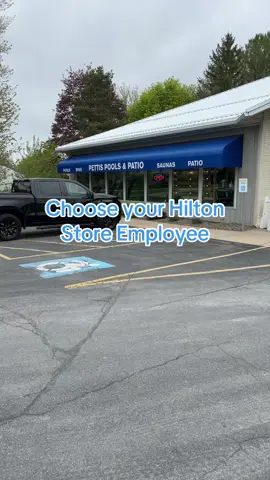 Choose your character- Hilton Retail Edition! Which character would you choose??#fyp #pettispools #hiltonny #rochesterny #hottubs #pools 
