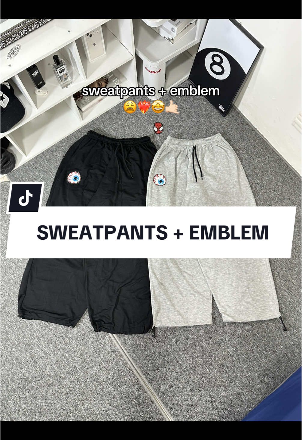 sweatpants + emblem ada dikeranjang kuning🤩 #rekomendasicelana #sweatpantsbaggy #baggypants #celanabaggy #fyp #foryoupage 