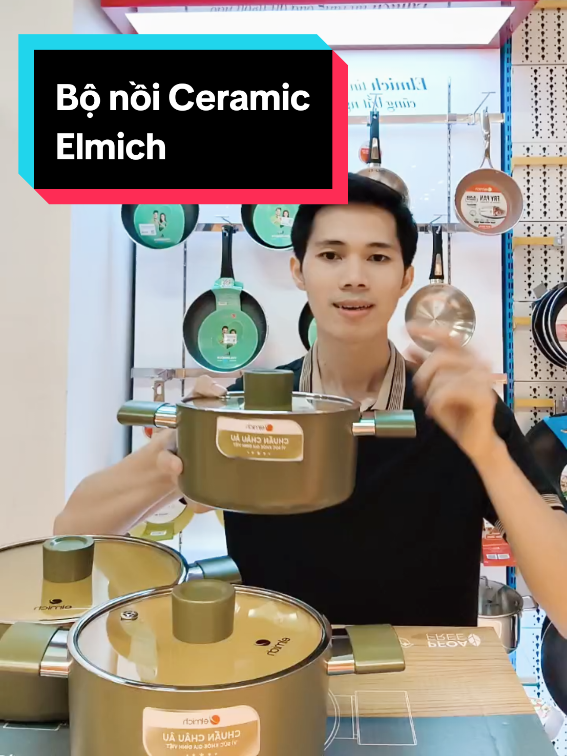 bộ Nồi men sứ ceramic Elmich. 18.20.24.Phủ sư an toàn. Đun được bếp từ.#elmicholive #noiceramic #bonoi #nồi #elmich #elmich #dobep 