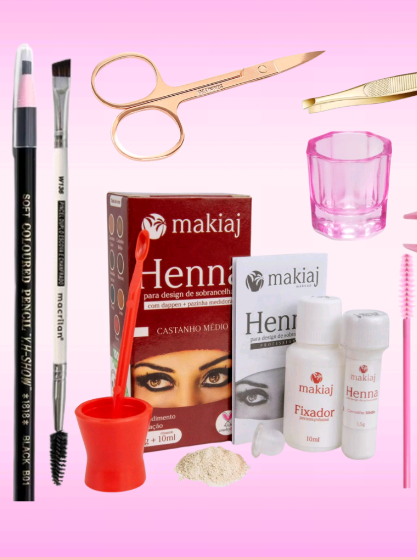 Kit Design de Sobrancelha Completo Henna Makiaj, Lápis, Pinça, Tesoura, Pincel, Navalha e Paquímetro facil aplicação #sobrancelhas #sobrancelhasperfeitas #sobrancelhasdesign  #maisquibellapiracicaba 