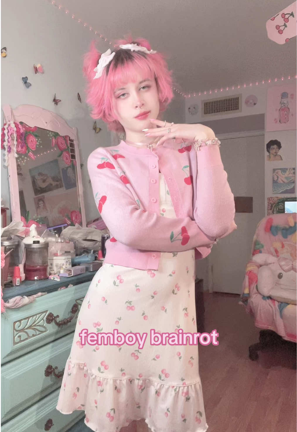 i love this cherry dress from ross sm bruh #femboy #fyp #femboytiktok #pink #kawaii #strawberry #fypシ #femboyfriday 