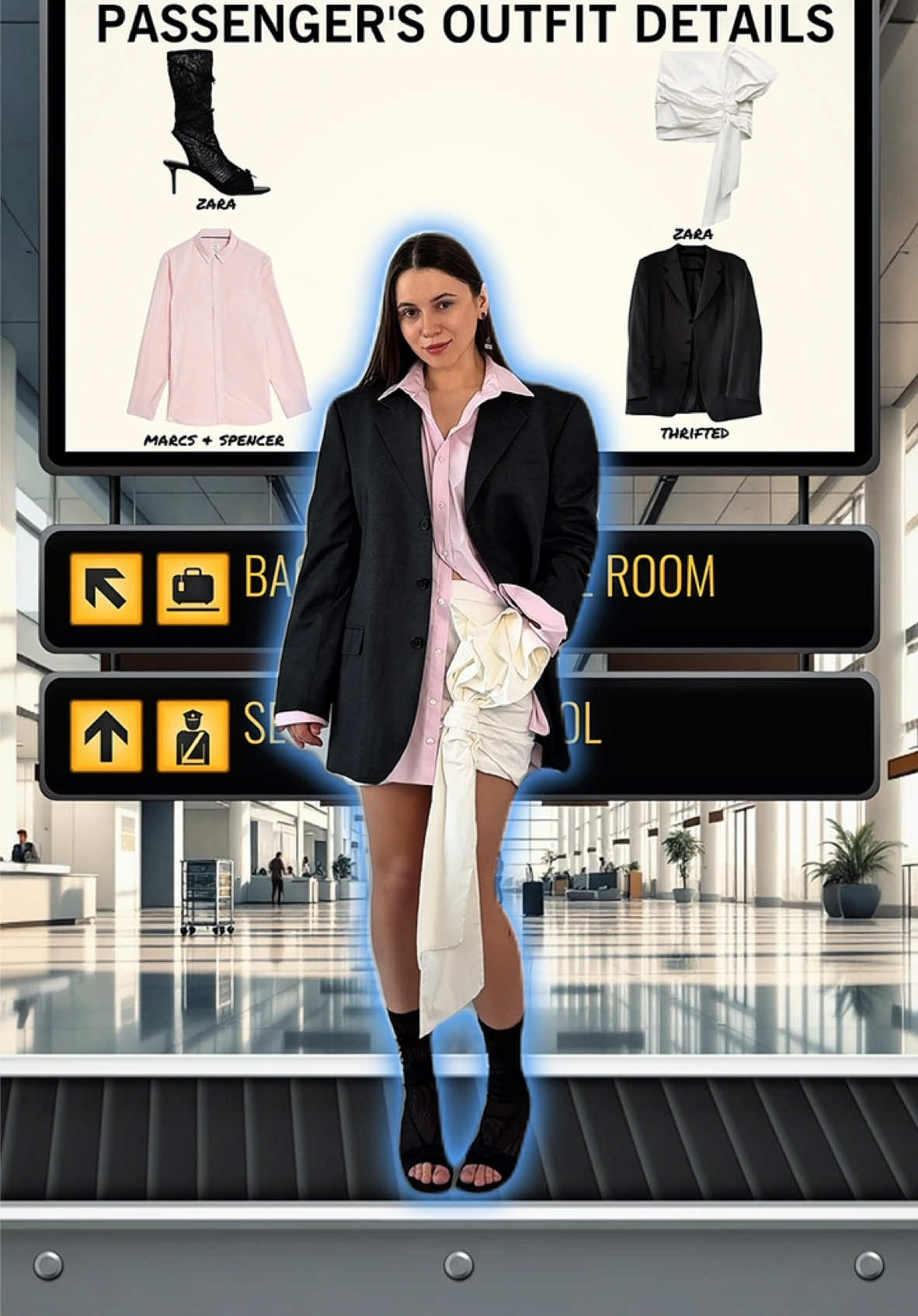 airport conveyor ootd idea 🧳 what are we thinking and which “baggage” would you choose?🫶🏽 #outfittransition #capcutedit #creativeideas #creatortips #animation #effect #OOTD  creative ideas creator tips effect animation @Massimo Dutti @ZARA @acnestudiosofficial @Maison Margiela @Marks & Spencer 