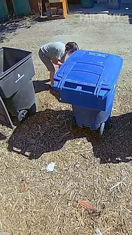 He takes out the trash just like his father... 😩 🤣 #cctv #garbage #kidfail #fail