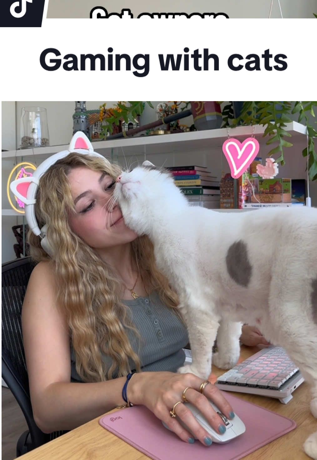 it’s constant chaos when Riku deems it is cuddle time 😩🐱 #gamingmemes #gamercat #girlgamer #gamerlife #GamingSetup #catowners #catmomlife #cozygaming 