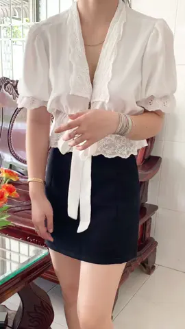 Áo Cánh Ren Thêu Tay Phồng Phong Cách Tòa Án Pháp, Dành Cho Nữ, Màu Trắng, Thanh Lịch Và Gợi Cảm, Áo Crop Top#xuhuong #quanaogiare #aokhoac #sucnuxinh #tuixachnu #fyp #viral 