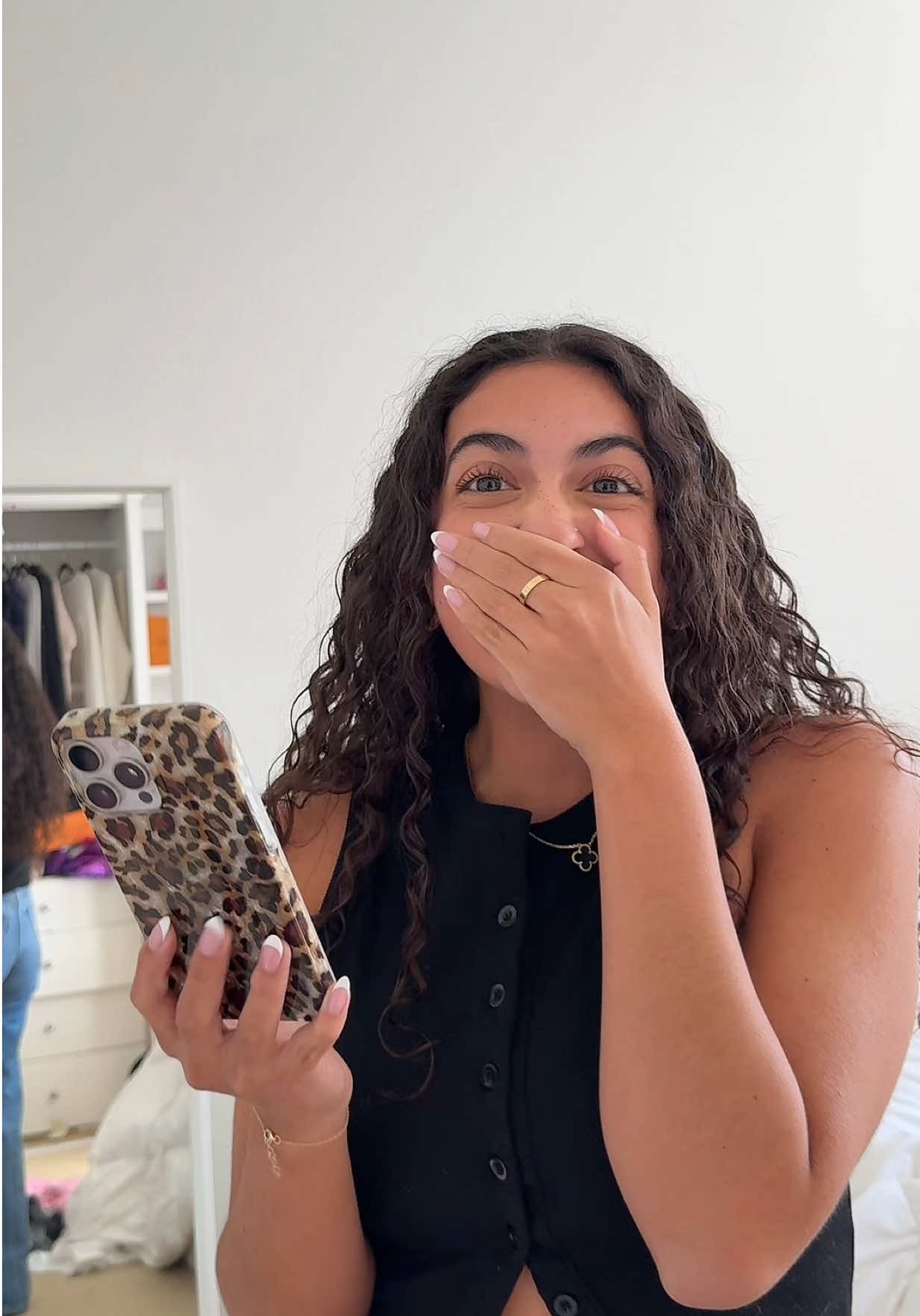 Replying to @Selena Gomez made her whole day 🥰 hopefully she cleans her room now 😂 #theaguilars #sister #reaction 
