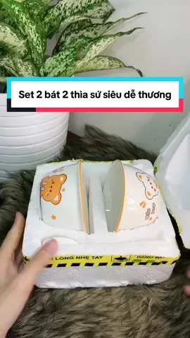 Set 2 bát 2 thìa sứ cao cấp hình siêu dễ thương luôn nà #chensu #batsu #chenancom #chen #batancom #bep #giadungtienich #xuhuongtiktok  @Mẹ Bé MiA 