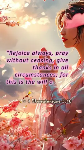 Need a reminder to stay joyful? 🌟 1 Thessalonians 5:16 encourages us to 'Rejoice always.' Let this verse uplift your spirit and inspire gratitude in every moment. #WatchTillTheEnd for a message that brightens your day. 🙏 #1Thessalonians516 #RejoiceAlways #JoyInChrist #FaithOverFear #ChristianTikTok #BibleVerse #TrustInGod #SpiritualJoy #Encouragement #FaithJourney #ScriptureInspiration #GodIsWithUs #ChristianMotivation #PrayerWorks #GodsPlan #KingdomOfGod