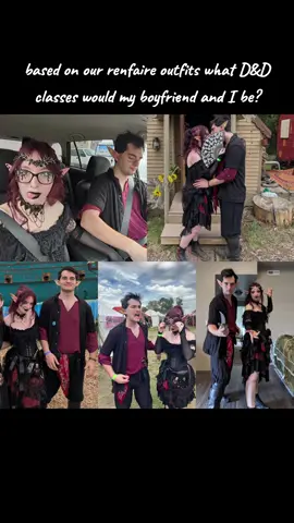 please I wanna know! we were debating this on the way home last night. also be kind about our outfits, this was our first faire.  • • • • • • #renfaire #renfest #renfaireoutfit #dnd #dndtiktok #fantasy #elf #cosplay #elfcosplay #artificer #druid #barbarian #bard #bloodhunter #cleric #fighter #monk #paladin #ranger #rogue #sorcerer #wizard #warlock 