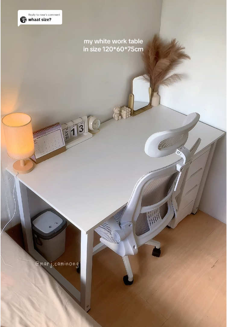 Replying to @rose size 120*60*75 po yong table ko sis  #whitetable #studytable #worktable #computertable #computerdesk 