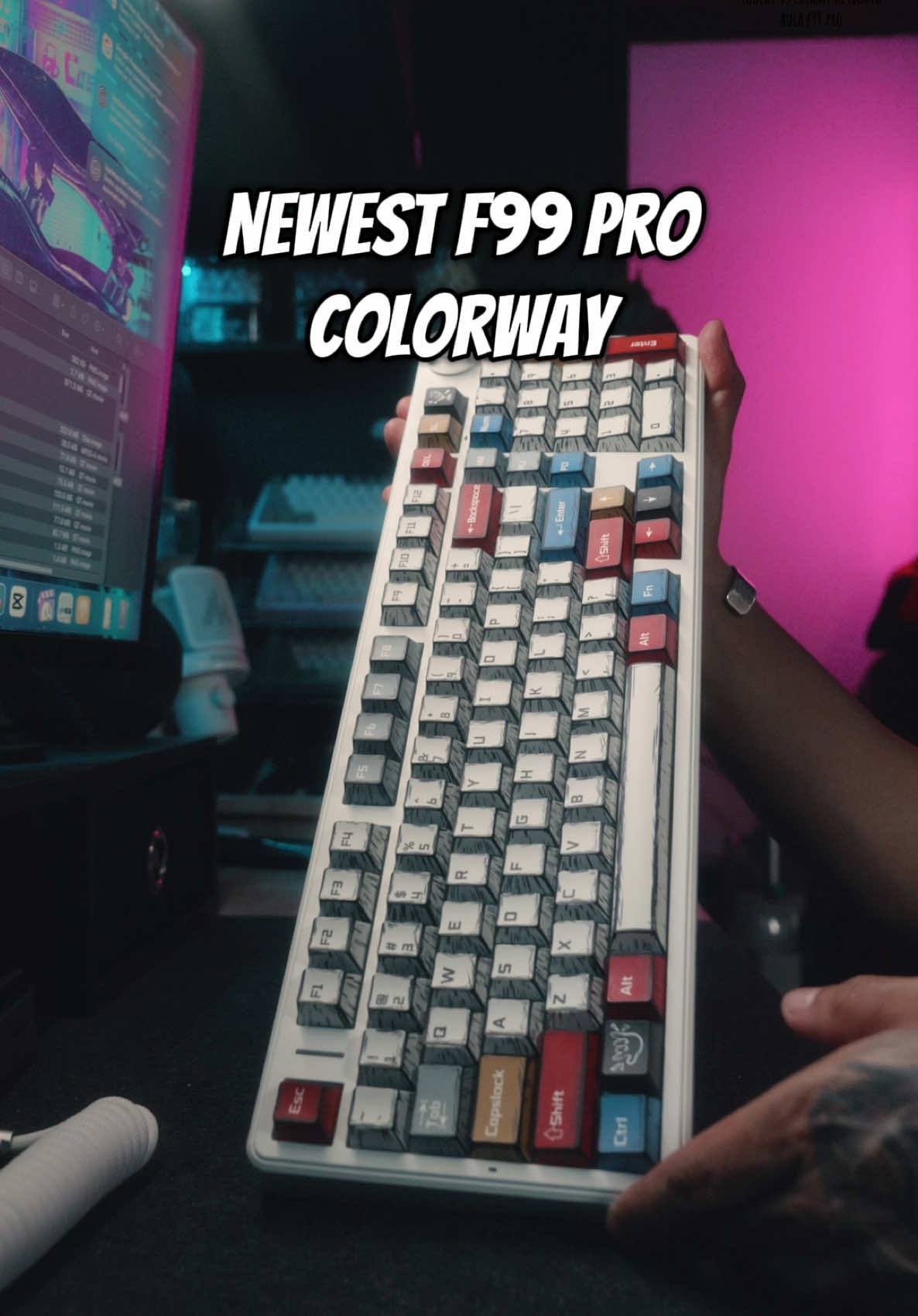 Dang I am so happy they finally brought this color scheme to the aula f99 pro! Probably one of my favorite colorways from a stock keyboard.  #mechkeys #mechkeebs #mechkeyboards #keebs #keebtok #mechanicalkeyboards #mechanicalkeyboard #typingasmr #keyboardasmr #thockykeyboard #creamykeyboards #creamykeyboard #budgetkeyboard #creamybudgetkeyboard #satisfyingvideo #aulaf99 
