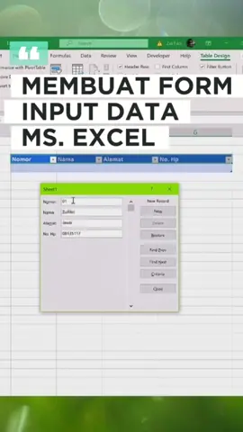 Membuat form input data.. Memudahkan pekerjaan dan lebih cepat... #ms.excel #excel 