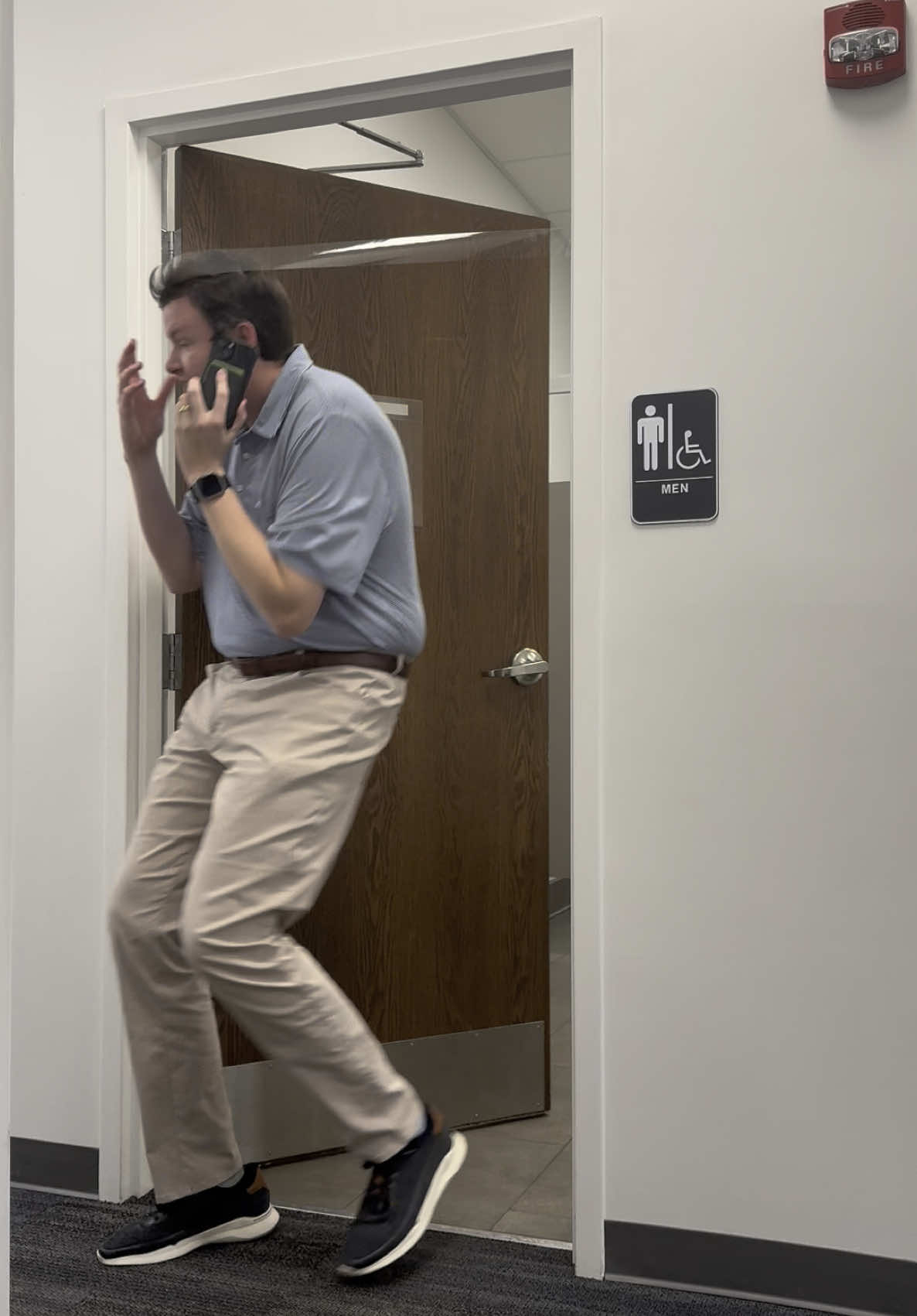 POV: We put invisible tape across the doorway at work to see who’d fall for it… Spoiler: Not many did, but the reactions were so worth it. Side note: Slightly concerned by how many of our guys are on their phones in the bathroom. The grind never stops, I guess?   #OfficePranks #WorkHumor #TikTokAtWork #workpranks #CoworkerChaos #OfficeFails #WorkdayLaughs #TeamBonding #TapeTrap #FunnyFails #PrankTok
