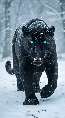 Live Wallpaper: Pantera Negra Exótica Colossal na Floresta Nevada Imagine uma pantera negra exótica colossal, surreal e robusta, coberta de neve, rosnando ferozmente com olhos profundos e azuis que brilham intensamente. Seus grandes olhos perfeitos irradiam uma energia penetrante enquanto caminha imponente por uma floresta nevada e enevoada. O corpo elegante e musculoso da pantera é perfeitamente esculpido, com quatro patas detalhadamente formadas pressionando firmemente a neve, deixando pegadas nítidas e realistas. Cada detalhe fotorrealista captura o pelo texturizado salpicado de neve, a anatomia poderosa e a presença majestosa deste predador enigmático em meio à selvageria fria e nebulosa. #PanteraNegra #MajestadeSelvagem #ForçaPrimal #PixVerse #LiveWallpaper