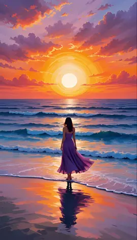 Even her steel heart longs to touch the sun.#LivingPainting #SteelHeart #SunsetSoul #OceanMelancholy #VisualPoetry #fondoanimado #fondodepantalla #wallpaper #livewallpaper #wallpapervideo #animatedwallpaper #aiartwork 