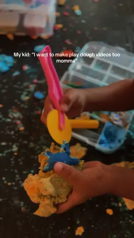 So sit down, now yall have to stay and watch your nephew play with playdough. Enjoy.  😉 #kidsplay #sensoryplayideas #homeschoolmom 