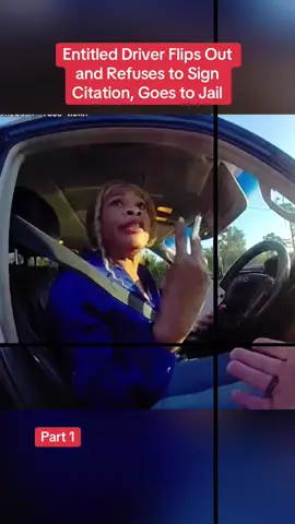 Entitled Driver Flips Out and Refuses to Sign Citation, Goes to Jail #cops #police #policeofficer #bodycam #crime #truecrime #truestory #foryou 