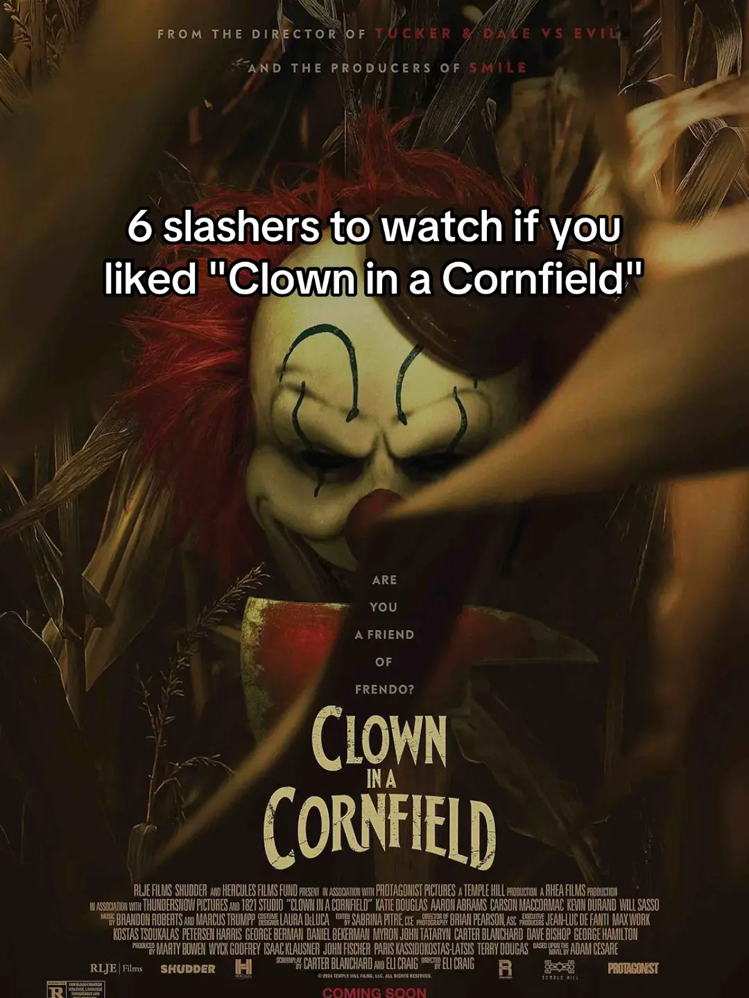 Have you seen any of these? What else would you add? #horrorrecs #horrorrecommendations #clowninacornfield #frendo #slashers #stabbedandbothered #hauntfilm #haunt2019 #thanksgivingmovie #hellfest #hellfest2018 #hellfestmovie #scream1996 #screammovie #scream #hearteyes #hearteyesmovie #terrifier #terrifier2 #terrifier3 #terrifiermovie 