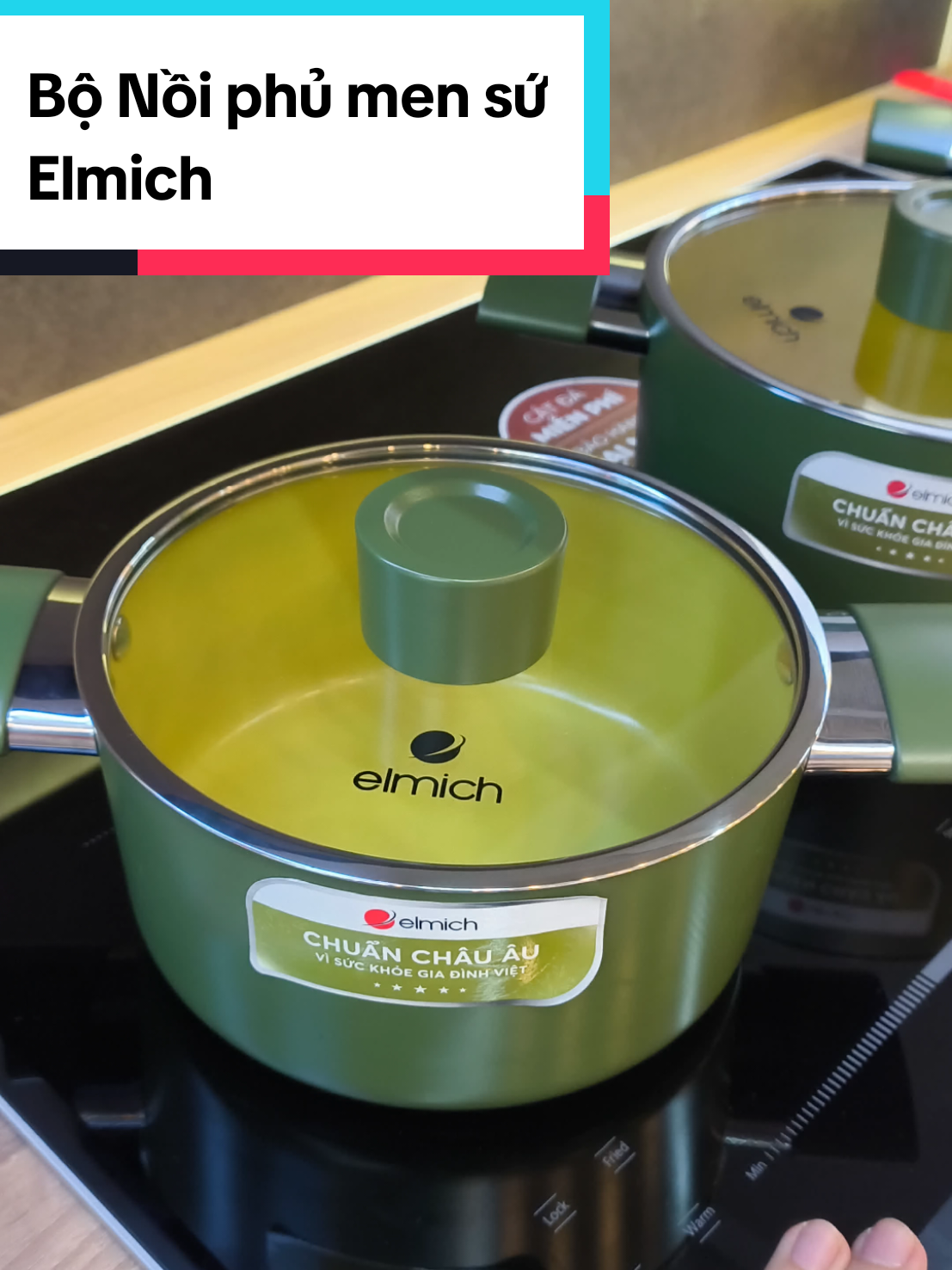 Bộ nồi phủ sứ Ceramic Elmich. 18.20.24 cm. Đun Từ Inox 430 cho hiệu suất bắt từ lên đến 98%. Bộ nồi chống dính ceramic  Ilag của Thụy sỹ .An toàn bền hơn. #noichongdinh #xuhuong #dobep #elmich #nồi #bonoi 
