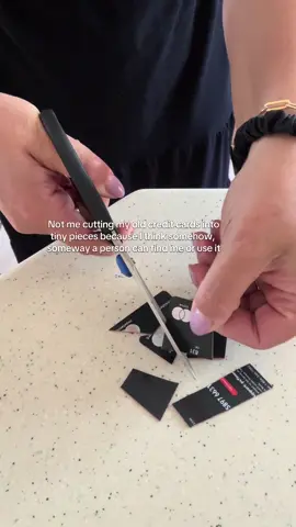 Are we doing this? 🫠 I’ve always cut them up in a billion pieces, but why…  #weirdhabits #tips #creditcard #momthings #trustissues 