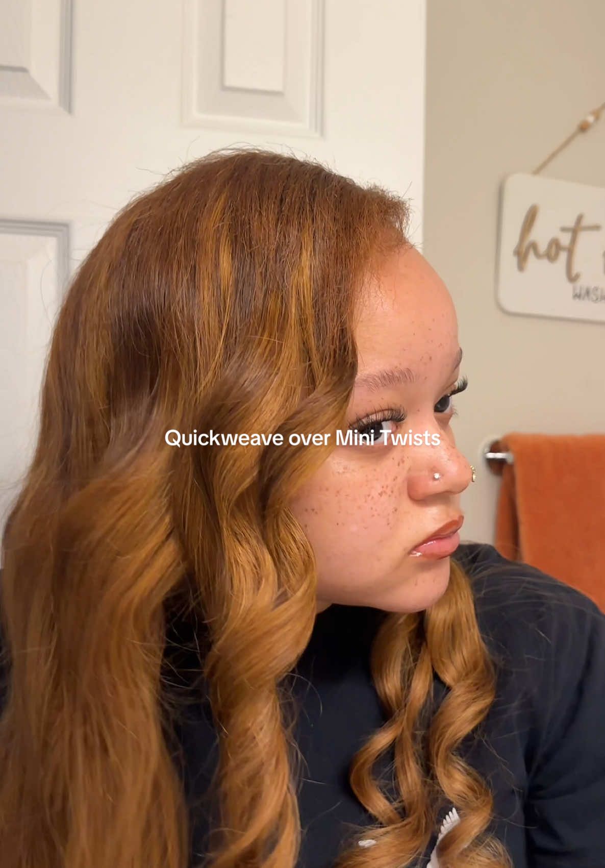 This was my first time doing a Quickweave and while there were some errors it came out good for my first time 🤣 Also I didn’t do my own leave out or curls my sister in law did but since I’m taking it out soon we didn’t fully mold everything cause I really don’t want it in for that long #quickweave #diygirl #minitwists #pronto #sidepart #gingerhair #sewin #hairstyle #weavehairstyles #quickweavestyles #sparkleedavis 