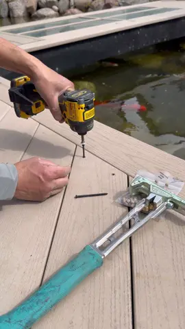 Earlier this spring, I had to remove a deck board to access underneath my deck.  I pulled the plugs and removed the screws.  The beauty of this PVC decking is that it can be easily put back.  The bit that comes with the cortex plugs set the screws a the perfect depth (kind of like a drywall screw gun).  To finish it off, just insert the plug and tap it in. I built this Azek deck 13 yrs ago - it’s the first deck I’ve ever built.  I would definitely recommend a PVC deck, it looks good and is maintenance free. . . . . . . . . . . . . #azekdeck #pvcdeck #cortexscrews #cortexplug #kineticcustoms #titaniumhammer #dewaltquiethydraulic #dewaltimpact