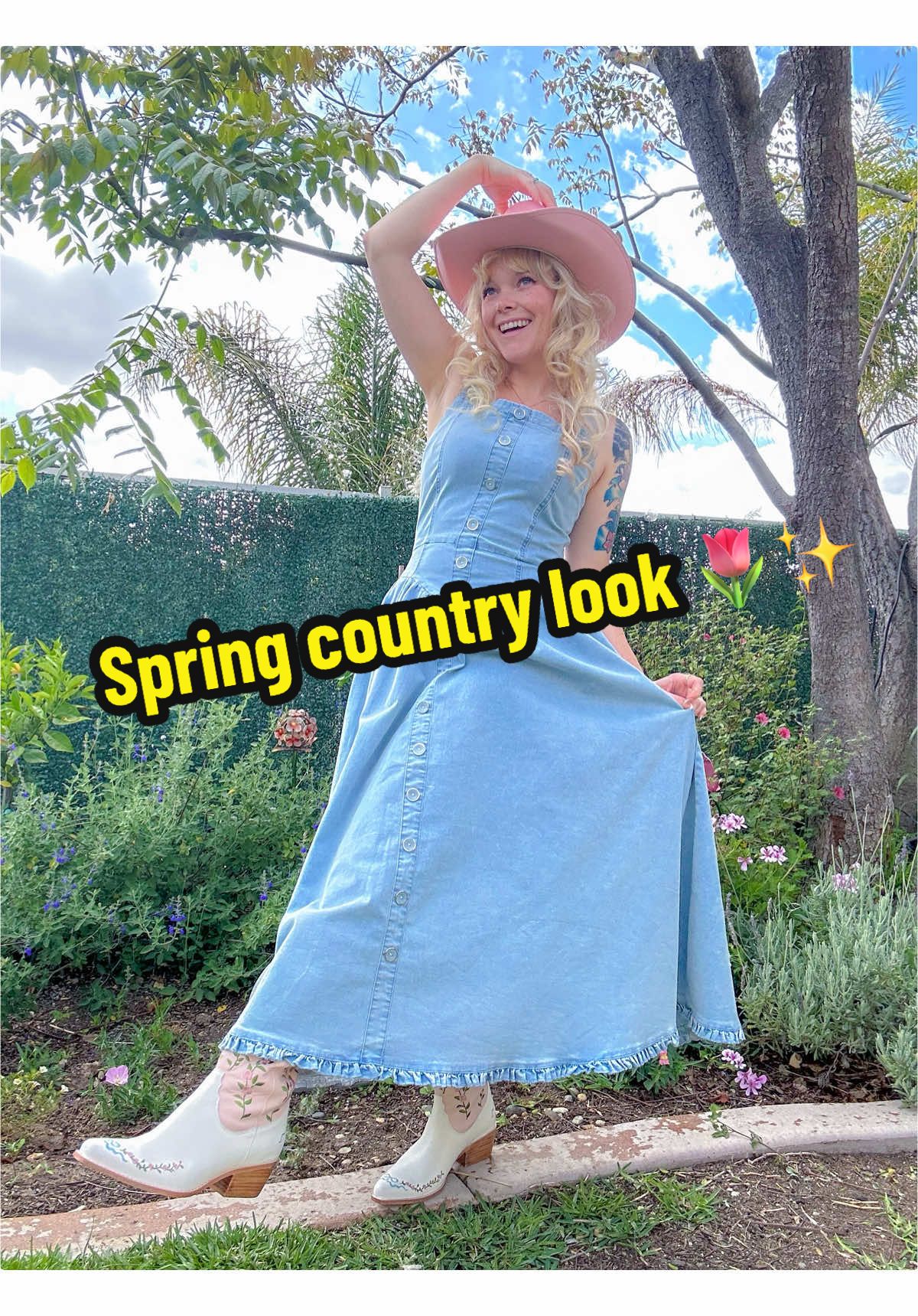 You can take the girl out of the country, but you can’t take the country out of the girl! (I’m not from the country.. 😆) ✨Gifted✨ The boots are back, baby!  USE code 15OFFTRAVELMOM for 15% off your first purchase from Ivy city co @Ivy City Co (affiliate code. Thank you for helping to support my content 🫶💕) The Rosemary cowgirl boot sold out within days last time, so I’m so glad they are back! I did size down on there a half size! I have big calves that almost never fit into boots, so I’m super happy these fit so well!  🌷 what I’m wearing 📖 🌷 Dress and boots USE code 15OFFTRAVELMOM for 15% off your first purchase from Ivy city co @ivycityco (affiliate code. Thank you for helping to support my content 🫶💕)  📖 Dress is the KRISTIN DRESS IN LIGHT DENIM  📖Boots are Rosemary cowgirl boot 🌷acorn necklace and earrings Use Discount code KAYLAFABLE for 15% off your order from Fable England @fableengland (affiliate code. Thank you for helping to support my content ) 🌷Red workout outfit from @popflex_active  . . . . . . #countrymusic #countrymusiclover #countryconcert #countrysinger #coquette #femme #femmestyle #cowgirlstyle #cowgirl #rodeo #westernlife #westernlifestyle #concertstyle #country #cowboys #linedancing #cowgirlboots #shoe #shoes #boots #ranch #pink #pinklover #cutestyle #aesthetic #softgirlaesthetic #millenials #losangeles #springstyle #ivycityco 