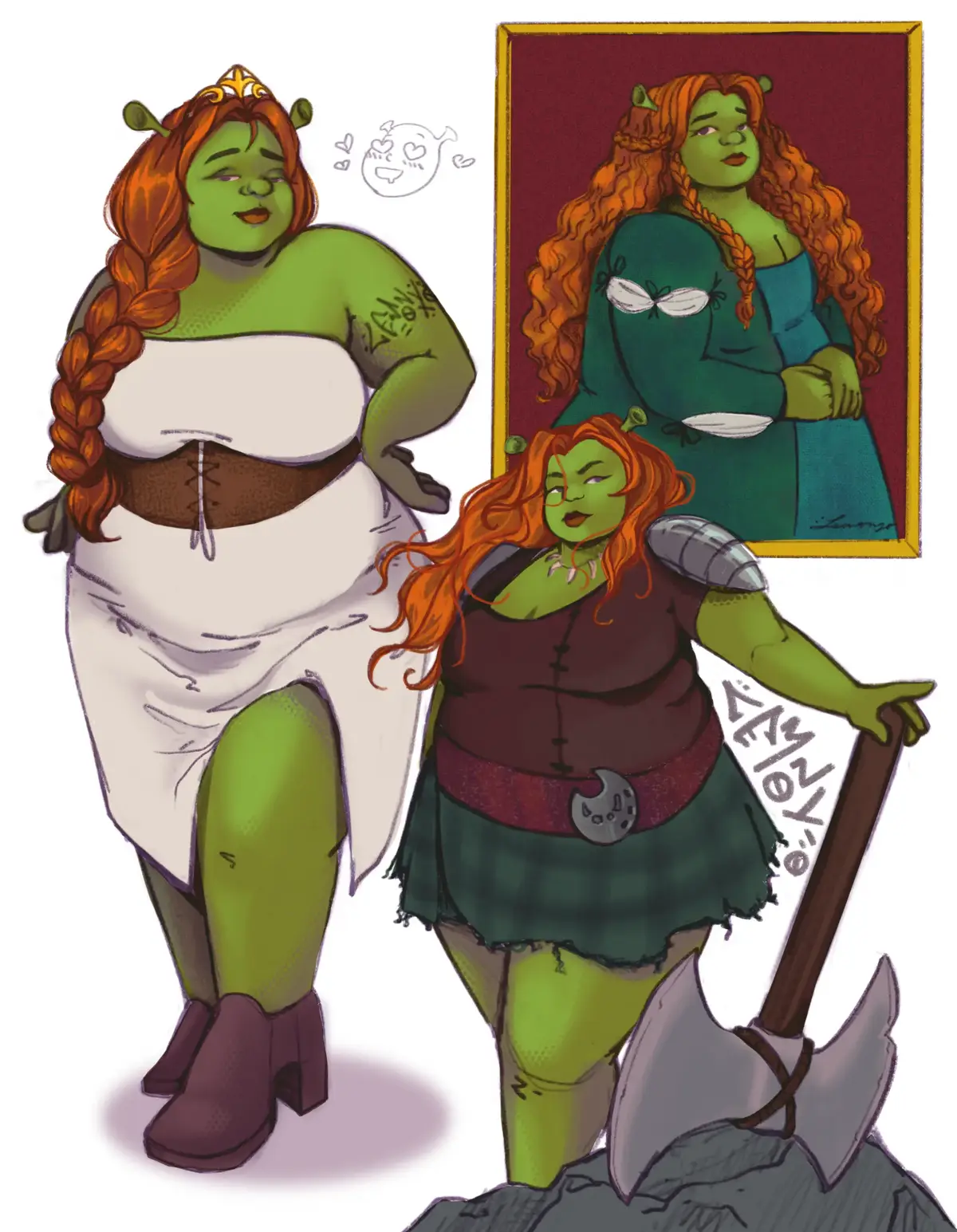sorry ya'll mid-size Fiona never made sense to me, she's obviously a fat ogre baddie 🤭🥵✨️  . . . . . . . . #fionafromshrek #fionafanart #shrekfanart #shrek5 #accidentallyinlove #procreate #digitalart #digitaldrawing #DreamWorks #plussize #biggirl #shrek4 #fiona #plussizefashion #plussizecharacter #characterdesign #artistsofinstagram #artistsoftiktok #bodypositive 