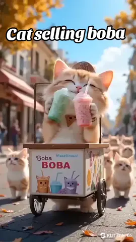 Cat selling boba #cutecats #funnycats #viralvideo #catsoftiktok 