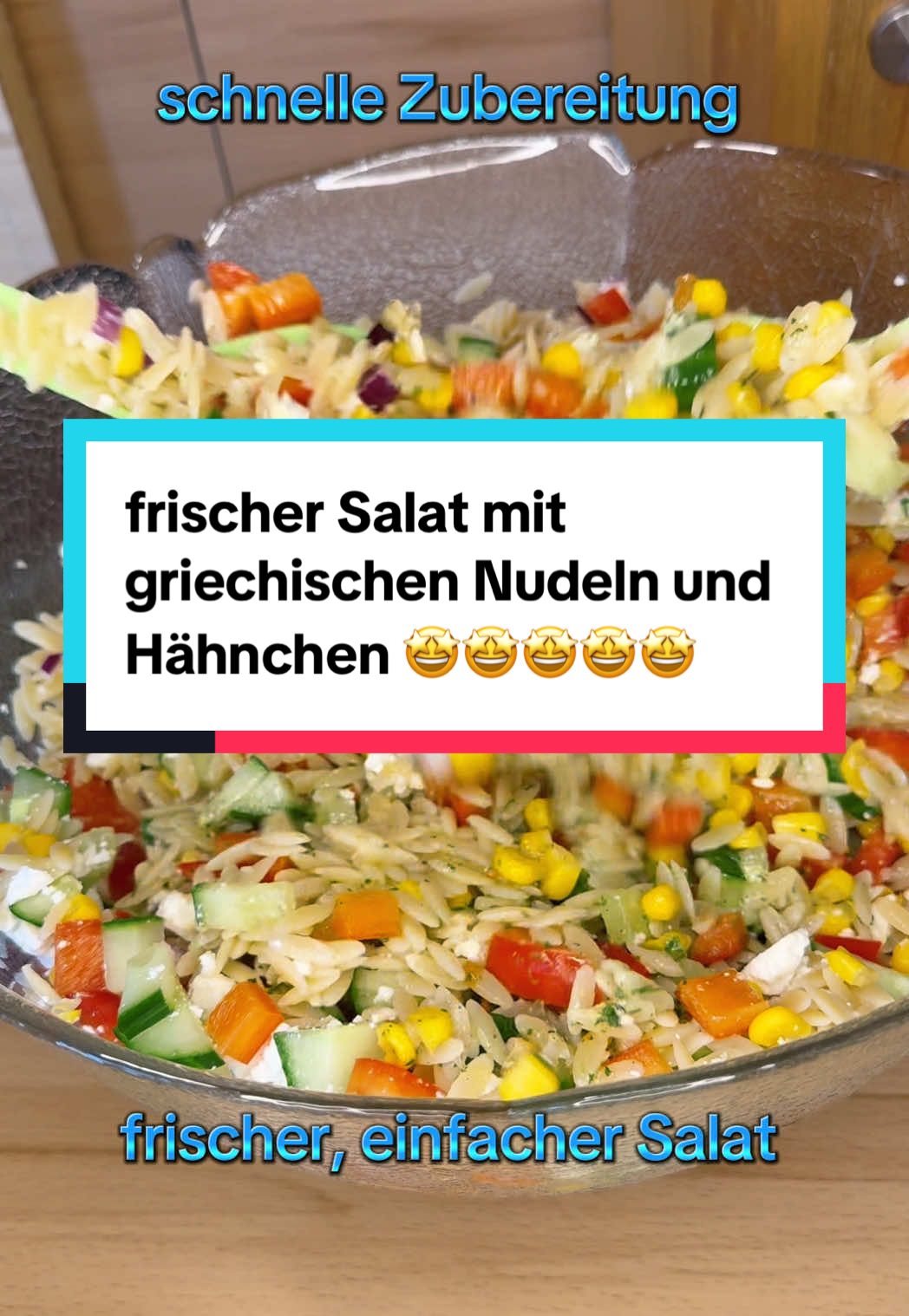 #salat #gemüse #nudeln #gurke #feta #paprika #mais #hähnchen #leckeressen #schnellerezepte 