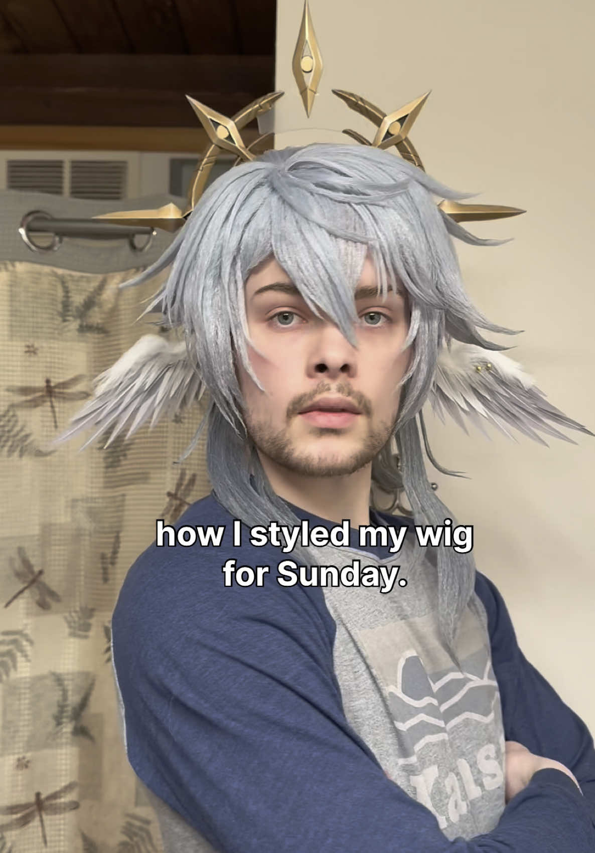 How to style Sunday’s wig from Honkai Star rail #HonkaiStarRail #honkaistarrailcosplay #cosplay #cosplaywig #wigcommission #wigstyling #wigtutorial #cosplaytutorial