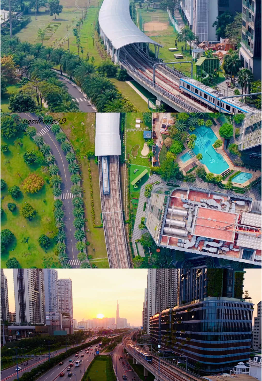 Ho Chi Minh City Metro Line 1 from different angles by DJI Air 3S drone. #neodrone29 #hochiminhcity #djiair3s #metro 